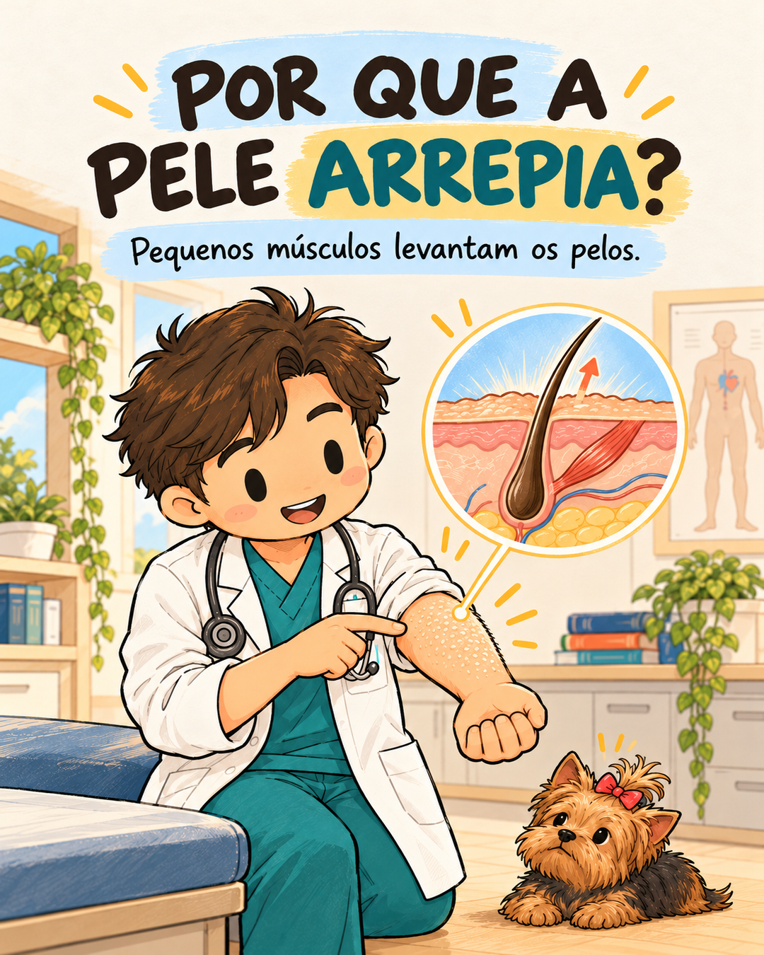Ilustração para o artigo: Por que a pele arrepia? O que acontece no corpo, passo a passo